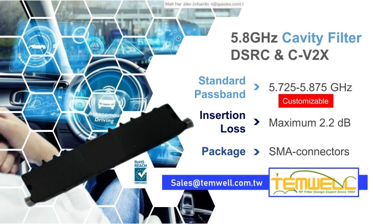 5.8GHz Cavity Bandpass Filter for Vehicle Communication