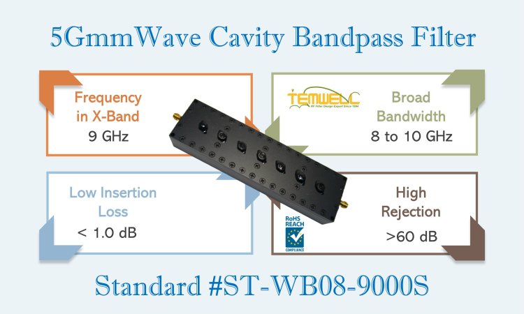 X-band 5G mmWave Broad Bandwidth 9GHz Cavity Filter